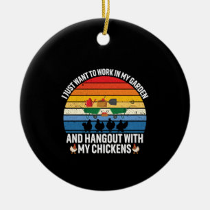 Chicken Art Hangout With My Chickens Ceramic Tree Decoration