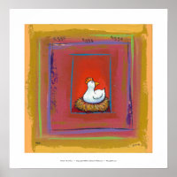 Chicken art hen laying eggs fun colourful painting