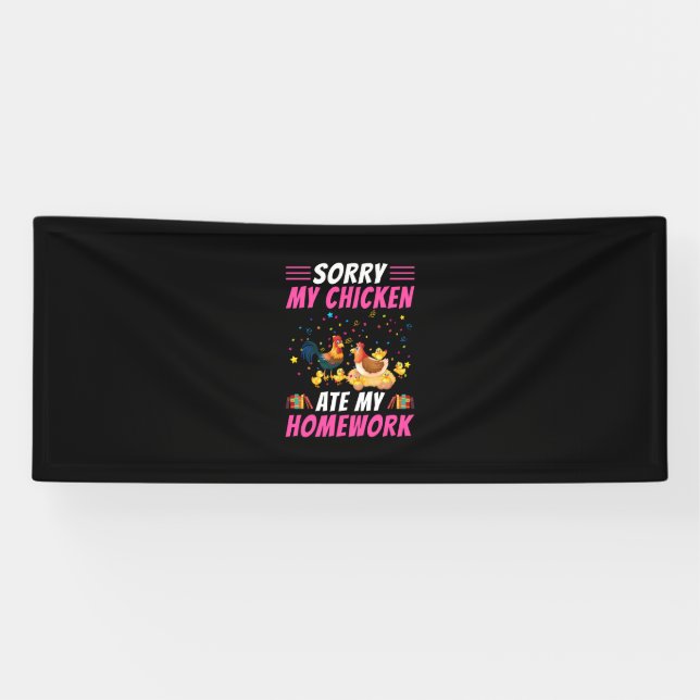 Chicken Art My Chicken Ate My Homework Banner (Horizontal)
