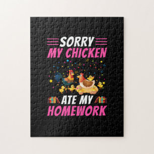 Chicken Art My Chicken Ate My Homework Jigsaw Puzzle