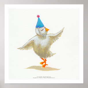 Chicken art party hat lovely feeling Holly dances Poster