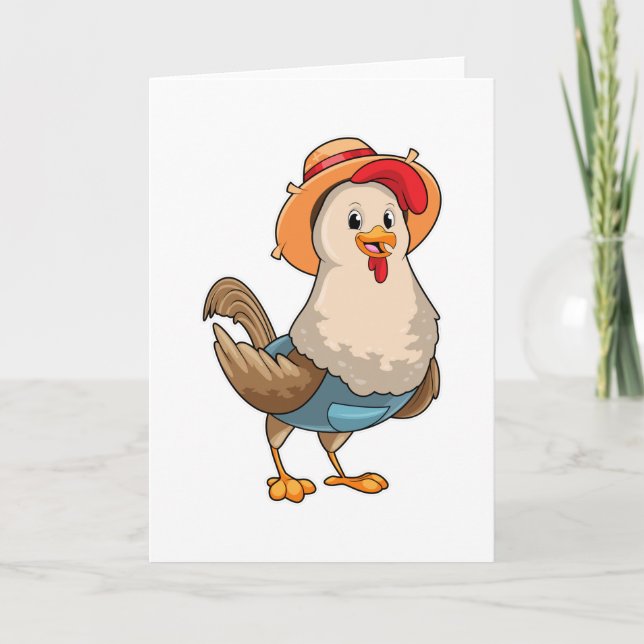 Chicken as Farmer with Hat Card (Front)