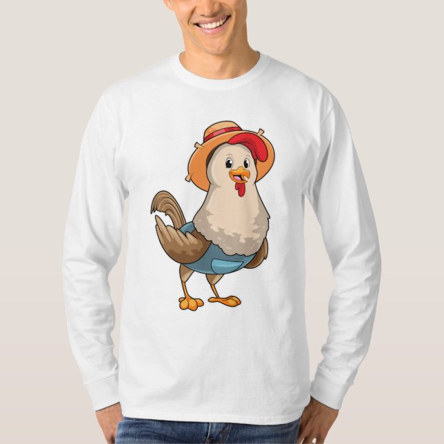 Chicken as Farmer with Hat T-Shirt (Front)