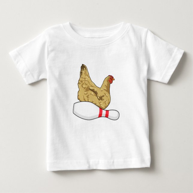 Chicken at Bowling with Bowling pin Baby T-Shirt (Front)