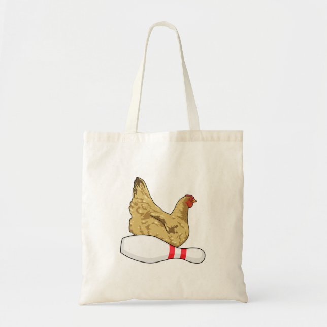 Chicken at Bowling with Bowling pin Tote Bag (Front)