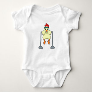 Chicken at Fitness Pull-ups Baby Bodysuit