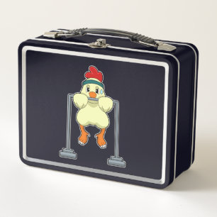 Chicken at Fitness Pull-ups Metal Lunch Box
