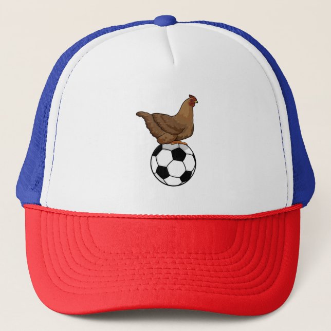 Chicken at Soccer Sports Trucker Hat (Front)