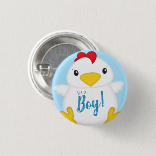 Chicken Baby Shower Blue 3 Cm Round Badge