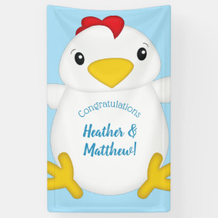 Chicken Baby Shower Blue Banner