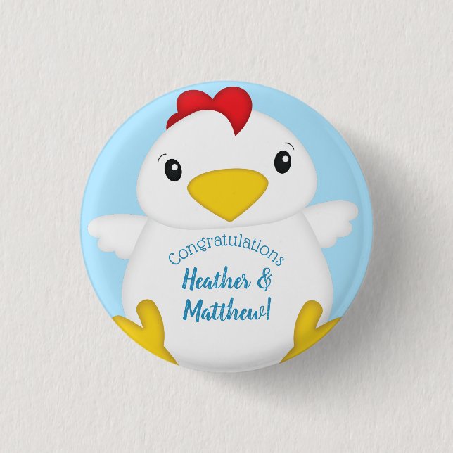 Chicken Baby Shower Blue Boy 3 Cm Round Badge (Front)