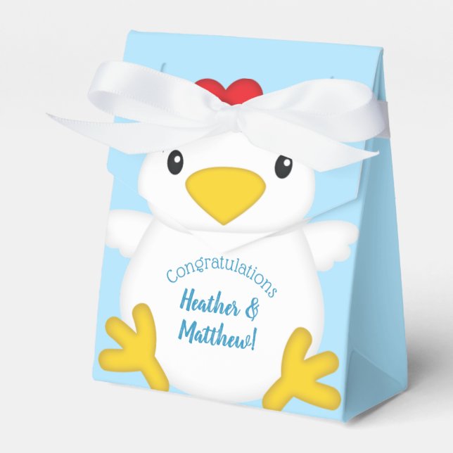 Chicken Baby Shower Blue Boy Favour Box (Front Side)