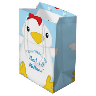 Chicken Baby Shower Blue Boy Medium Gift Bag