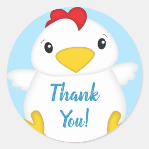 Chicken Baby Shower Blue Classic Round Sticker