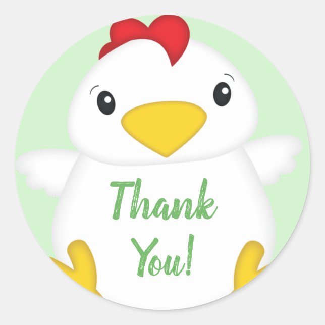 Chicken Baby Shower Green Classic Round Sticker (Front)