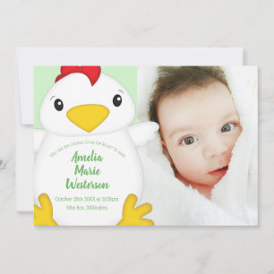 Chicken Baby Shower Green Invitation