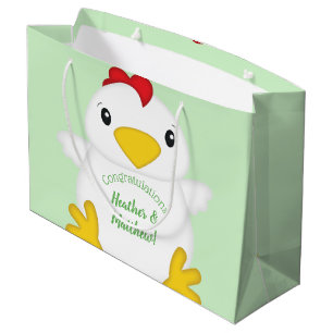 Chicken Baby Shower Green Large Gift Bag