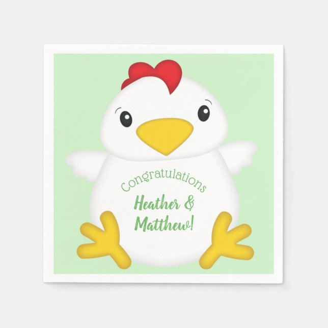 Chicken Baby Shower Green Napkin (Front)