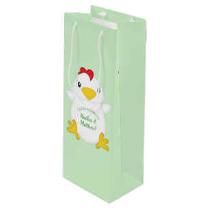 Chicken Baby Shower Green Wine Gift Bag