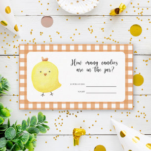 Chicken baby shower - guess how many candies enclosure card