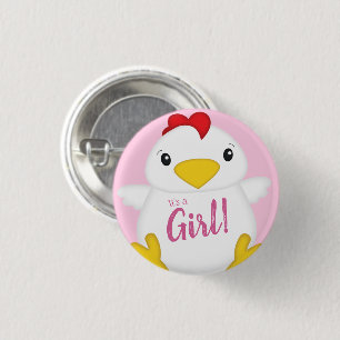 Chicken Baby Shower Pink 3 Cm Round Badge