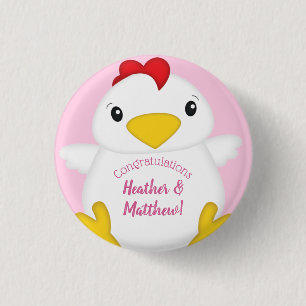 Chicken Baby Shower Pink Farm 3 Cm Round Badge