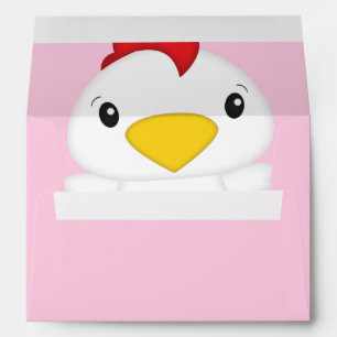 Chicken Baby Shower Pink Farm Envelope