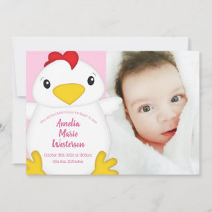 Chicken Baby Shower Pink Invitation