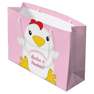 Chicken Baby Shower Pink Large Gift Bag