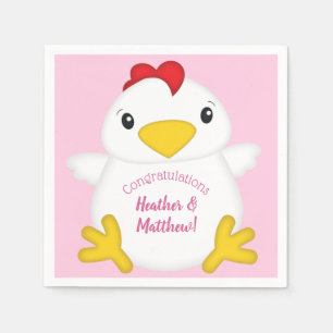 Chicken Baby Shower Pink Napkin