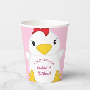 Chicken Baby Shower Pink Paper Cups