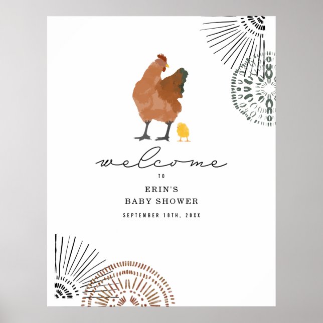 Chicken Baby Shower Welcome Poster (Front)
