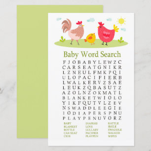 Chicken Baby Shower Word Search Game