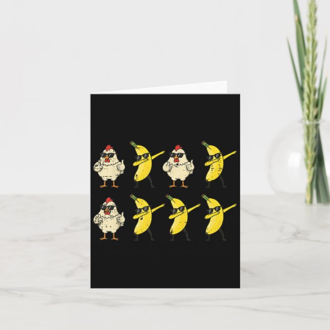 Chicken Banana Dance Dab Funny Dance Meme Kids Men Card (Front)