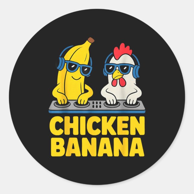 Chicken Banana Dj  Classic Round Sticker (Front)