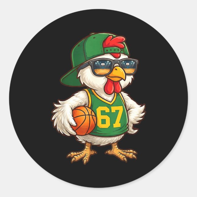 Chicken Basketball 67 Gen Alpha Slang Srts Men Boy Classic Round Sticker (Front)