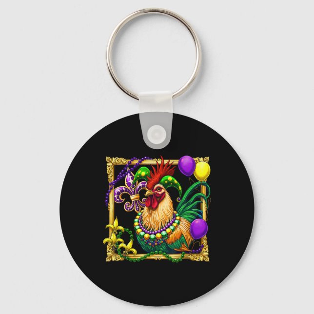 Chicken Beads Mardi Gras Carnival Farming Farmer A Key Ring (Front)