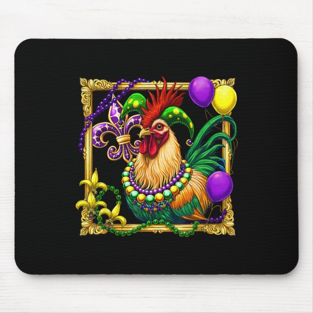 Chicken Beads Mardi Gras Carnival Farming Farmer A Mouse Pad (Front)