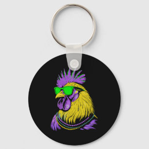 Chicken beads mardi gras carnival farming farmer key ring