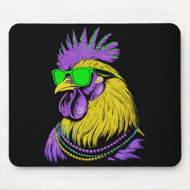Chicken beads mardi gras carnival farming farmer mouse pad (Front)
