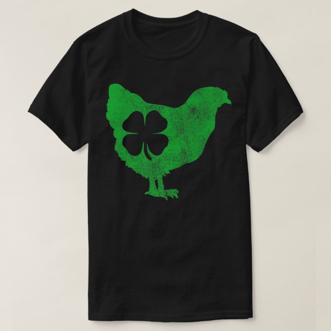 Chicken Bird Hen Shamrock St  T-Shirt (Design Front)