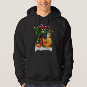 Chicken Bird Xmas Decorations Santa Chicken Chri Hoodie