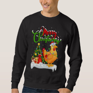 Chicken Bird   Xmas Decorations Santa Chicken Chri Sweatshirt
