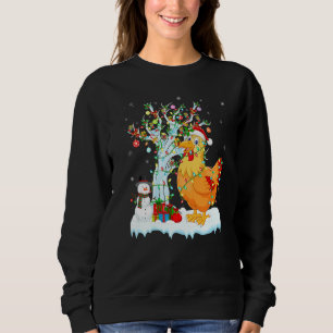 Chicken Bird Xmas Tree Lighting Santa Hat Chicken  Sweatshirt