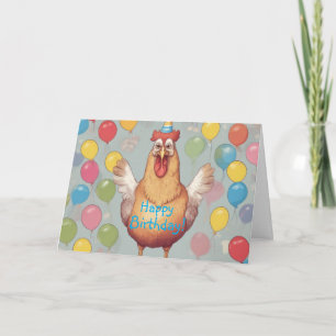 Chicken Birthday Party Card