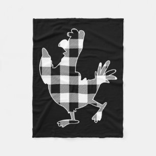 Chicken Black &amp; White Buffalo Plaid Merry Chri Fleece Blanket