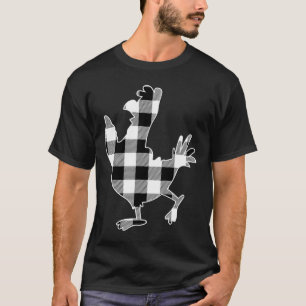 Chicken Black & White Buffalo Plaid Merry Chri T-Shirt