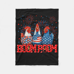 Chicken Boom Boom Funny Patriotic Chicka 4th Of Ju Fleece Blanket