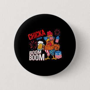 Chicken Boom Boom Retro America Chicka Beer 4th Of 6 Cm Round Badge