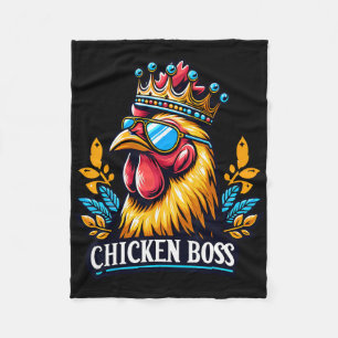 Chicken Boss With Crown Fleece Blanket